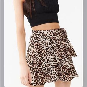 Forever 21 Cheetah Print Ruffled Wrap Skirt